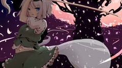 Ribbons anime girls blue eyes short hair konpaku youmu gray 