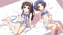 Ribbons anime girls brown eyes brunettes purple eyes hyouka 