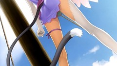 Ribbons anime girls brown eyes pole black hair nekomimi tony 