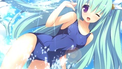 Ribbons anime girls green hair osananajimi wa daitouryou game 