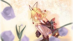 Ribbons blondes skirts anime girls short hair touhou video 