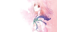 Ribbons pink hair smiling anime girls brown eyes school 