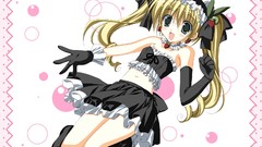 Ribbons strawberries anime girls maids twintails hair ornaments 