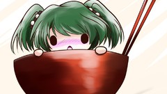 Rice anime girls green hair touhou bowls video games Simple 