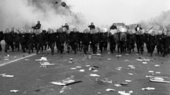 Riots police grayscale monochrome