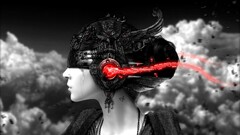 robot selective coloring Profile digital art Women face