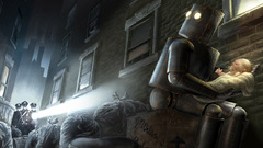 Robot street abstact catch