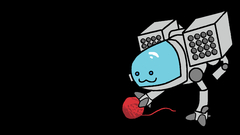 Robots cats yarn black