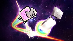 Robots nyan cat cyborgs digital art