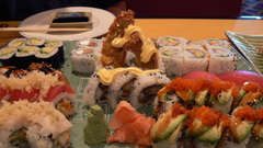 Roll sushi rainbows ginger
