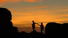 Romance rocks orange sky