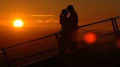 Romantic sunset couple love