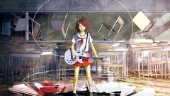 Room chairs socks schoolgirls school desks guitars skirts anime 