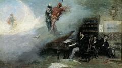 Room clouds Music surrealism Men piano paintings artwork 