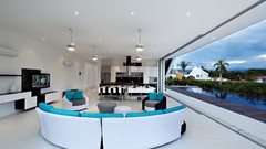 Room design palm trees architecture couch interior design 