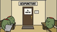 Room door waiting Martini olives funny drawings doctor