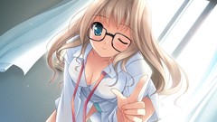 Room glasses Ribbons curtains shirts blondes long hair indoors 