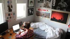 Room headphones Computers notebook beds Apartments bedroom 