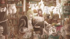 Room mess apples Books food dolls ladder Plants glasses dress 