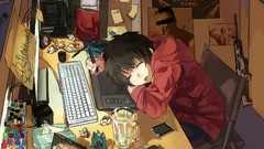 Room mess weapons Guns chairs sleeping Computers Tables pens 