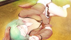 Room sleeping socks floor skirts blush indoors closed eyes 