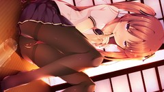 Room wet Ribbons sitting floor schoolgirls skirts long hair 