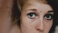 Room woman green eyes brunettes teen self shot Kylie Petrie