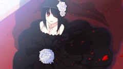 Roses Anime dress red eyes anime girls black dress black hair 