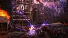 Ruins cityscapes Robots fight