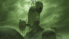 Ruins rain artwork overcast