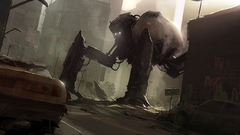 Ruins Robots mecha buildings