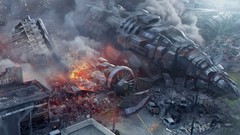 Ruins spaceships crashed artwork digital art