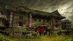 Ruins Tokyo abandoned Theatre architecture overcast ivy asian 