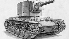 Russian drawings tanks World War II heavy tank KV-2