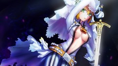 Saber Swords blondes anime girls green eyes brides fate series 