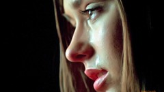 Sadness woman faces crying