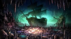 Sailing ship caves artwork video games fantasy art pirate ship 