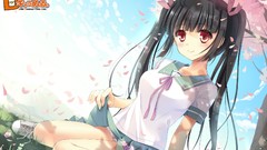Sakura long hair anime girls d chara mail black hair cherry 