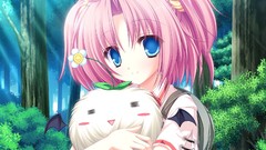 Sakura pink hair anime girls blue eyes short hair mikagami 