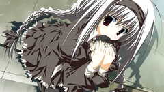 Sakura white hair red eyes long hair anime girls seifuku h2o 