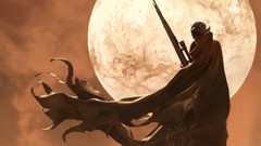 Sand dark wind moon Guns smoke Technology Aliens silhouettes 