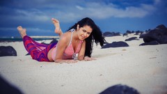 Sand feet woman Beaches daylight models photo shoot black hair 