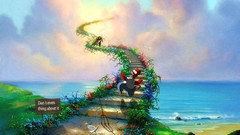 Sand grass water sun sign heaven hell The Simpsons rocks 