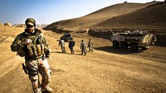 Sand hills War dust soldiers military patrol infantry NATO 