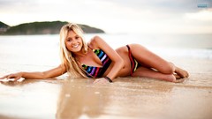 Sand Sea nature woman Beaches blondes bikini Alana Blanchard