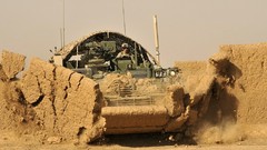 Sand wall War dust Army cars wheels shooting military Fighting 