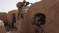 Sand wall War Guns dust fight ambush soldiers Britain United 