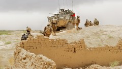 Sand War Guns dust fight ruins Canada soldiers military patrol 