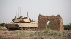 Sand War Guns track dust Army fight ruins armor military 
