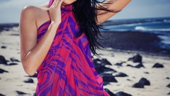 Sand woman Beaches blondes daylight models photo shoot black 